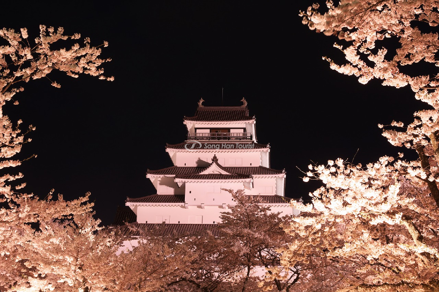 Ánh đèn rực rỡ trong đêm làm lâu đài thêm nguy nga, lộng lẫy