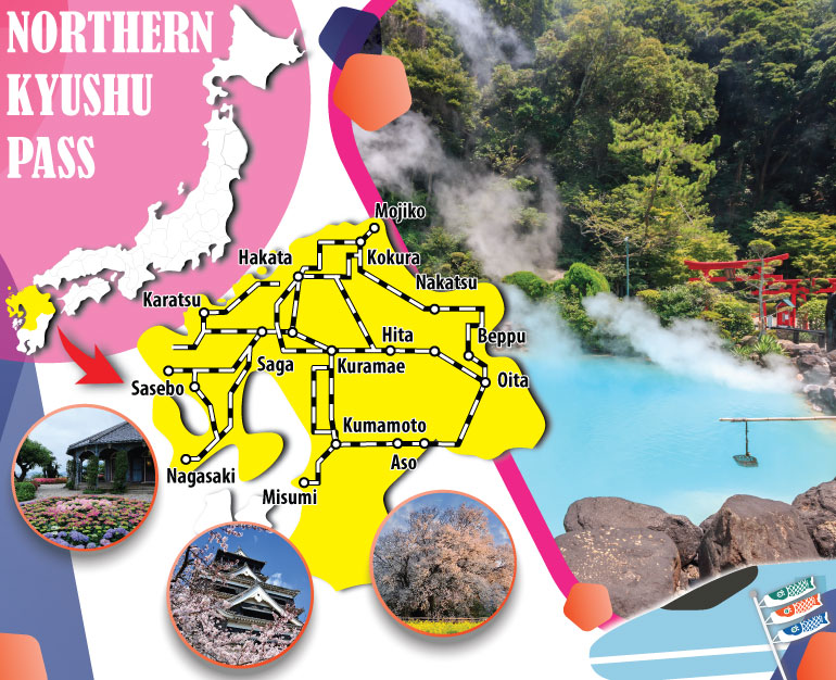 DU LỊCH NHẬT BẢN TỰ TÚC CÙNG VÉ TÀU JR NORTHERN KYUSHU AREA PASS