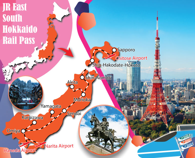 DU LỊCH NHẬT BẢN CÙNG VÉ TÀU JR EAST-SOUTH HOKKAIDO RAIL PASS